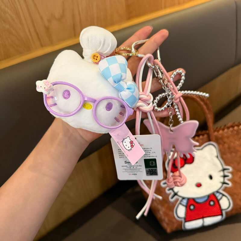 正版三丽鸥HelloKittykt头钥匙扣包包挂件眼睛系列潮流手链时尚礼|undefined