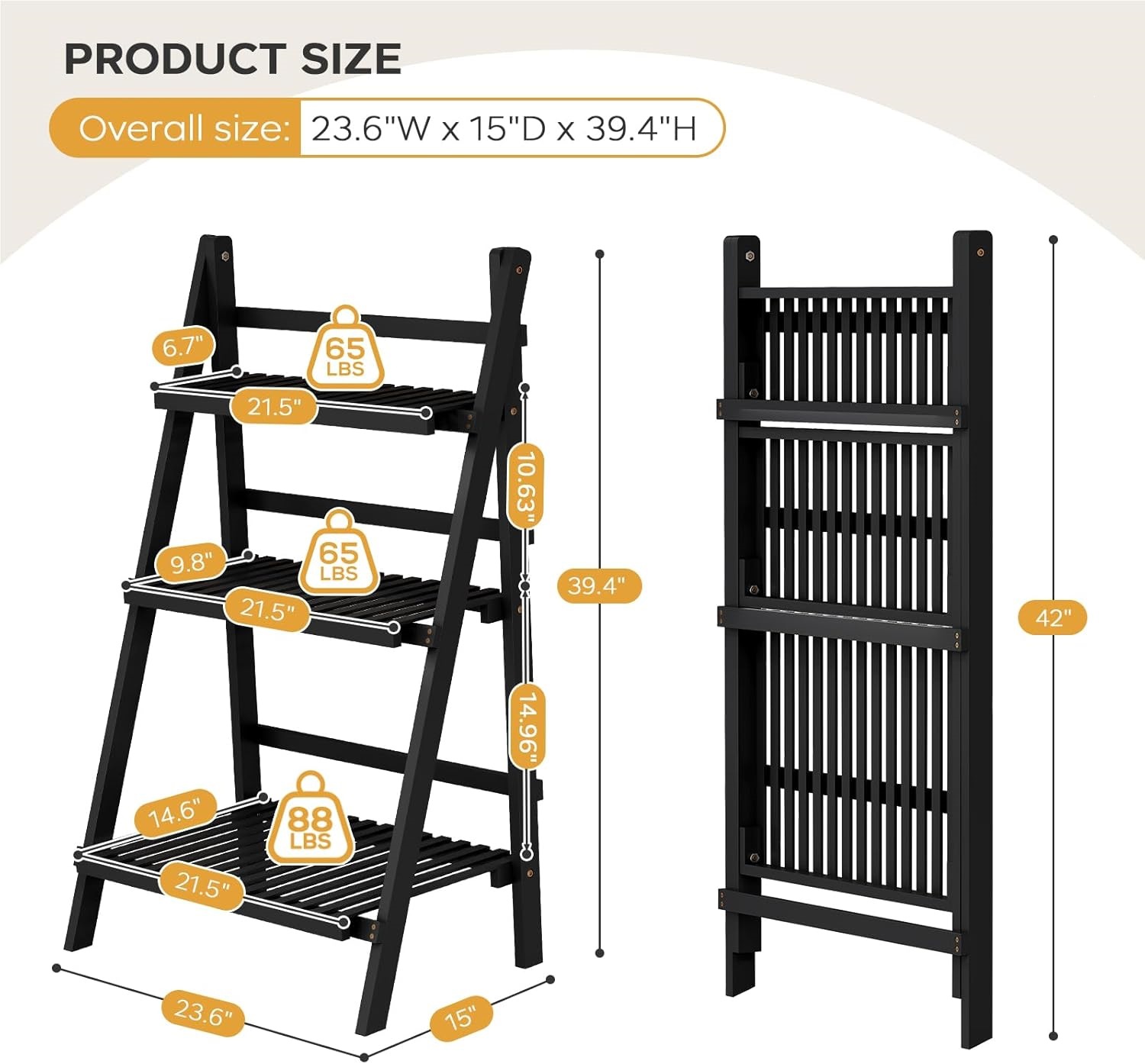 Cross-Border Hot-Selling Ladder Display Stand Suitable for Ladders in Inches and Centimeters, Black Color
