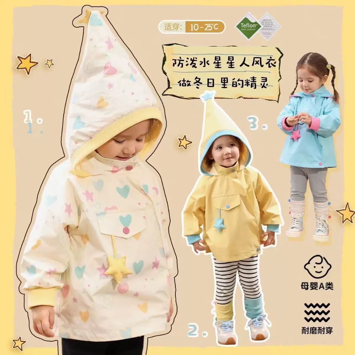 Capa de bebé femenina 2025 invierno bebé con abrigo con capuchón de vello triple protección medio y largo chaqueta de sombrero elfo