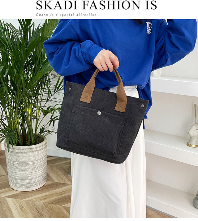 Forest-style artistic canvas handbag for women, 2022 Summer new retro small bag, simple tote bag, hand-held cloth bag undefined