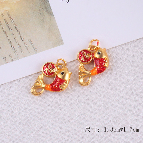 New electroplated gold-plated pendant accessory with oil-dripping large hole separator bead alloy DIY jewelry bracelet head accessory ornament
