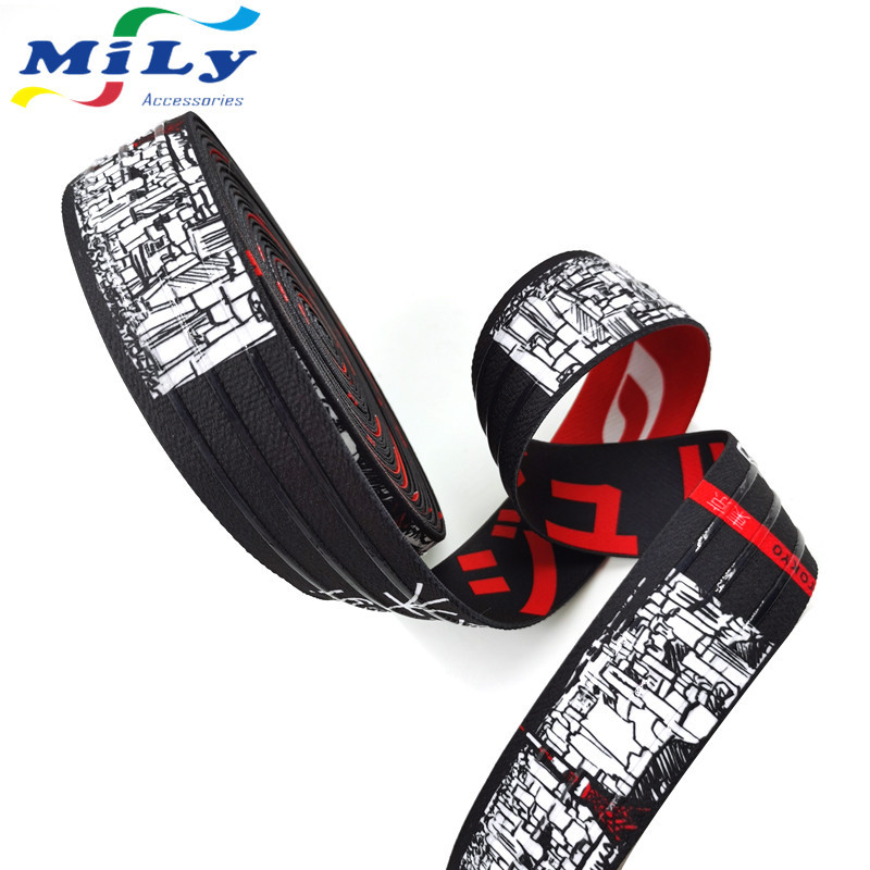 印花松紧带滴胶防滑双面热转印滑雪眼镜绑带彩色加厚高弹力织带
