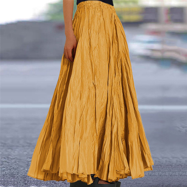 summer solid color long skirt