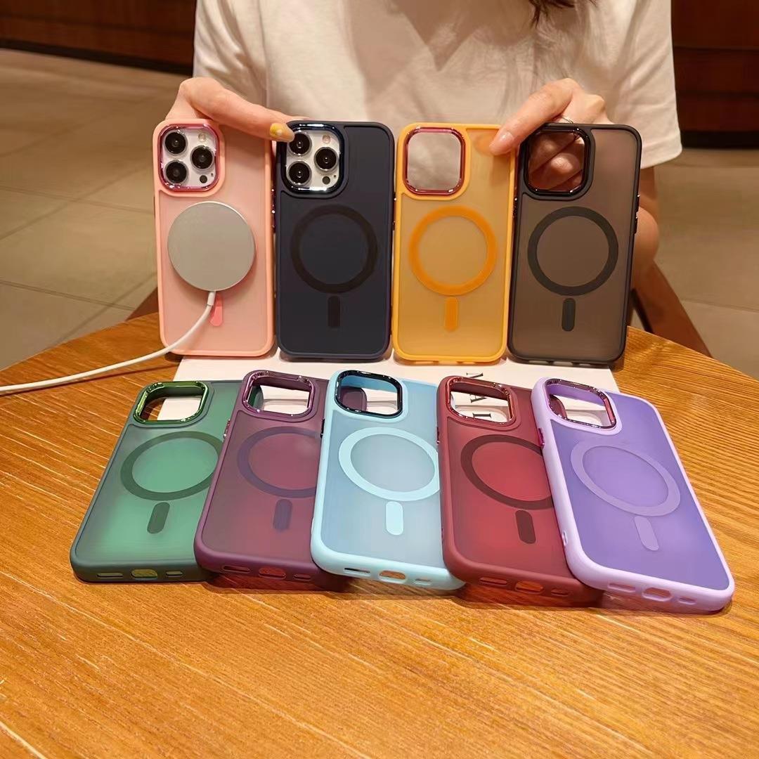 Compatible with Apple iPhone 14, Gold Shield magnetic phone case, iPhone 13, skin-feel matte finish, iPhone 15 Pro Max lens shockproof hard case
