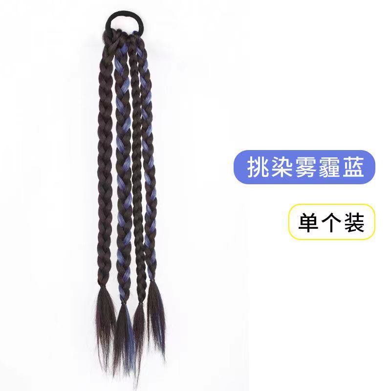 Personalidad de la chica alta peluca de cola de caballo trenzas dulces y frescas trenzas de boxeo de doble cola de caballo simulación de correa de hueso de pescado trenzas sucias