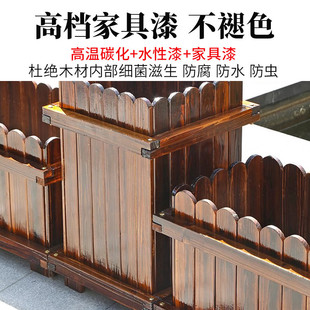 Anticorrosive Solid Wood Flower Box Planting Box Large Flower Pot Outdoor Courtyard Terrace Rectangular Vegetable Pot Balcony Outdoor Combination