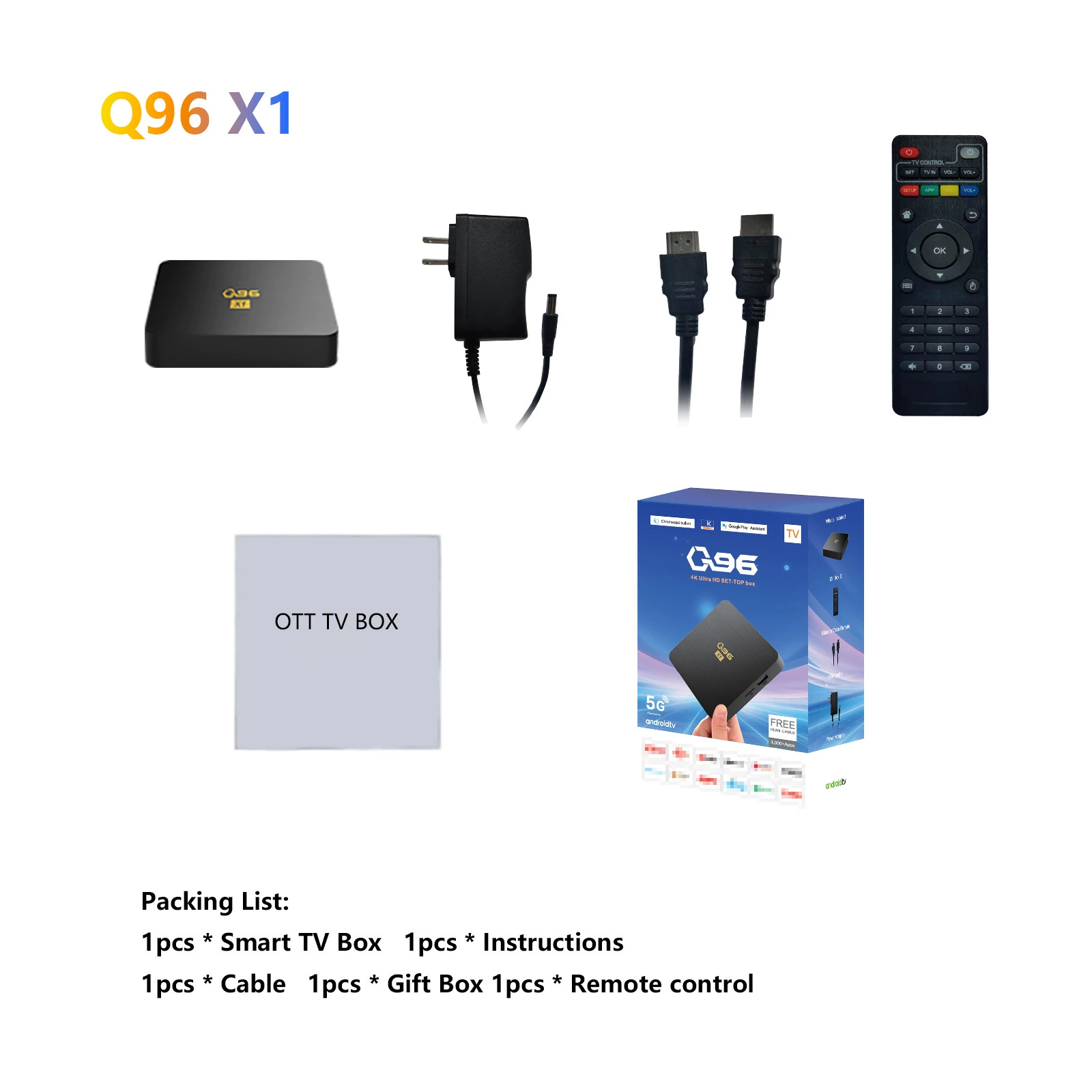 Q96 X1 сет-топ бокc TV с набором 4K высокое определение видеоплейер внешняя торговля TV box tv box