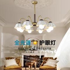 Nordic Walnut Copper Pendant Lamp Full Spectrum Eye-Caring Retro French Living Room Bedroom Antique Ceramic Pendant Lamp