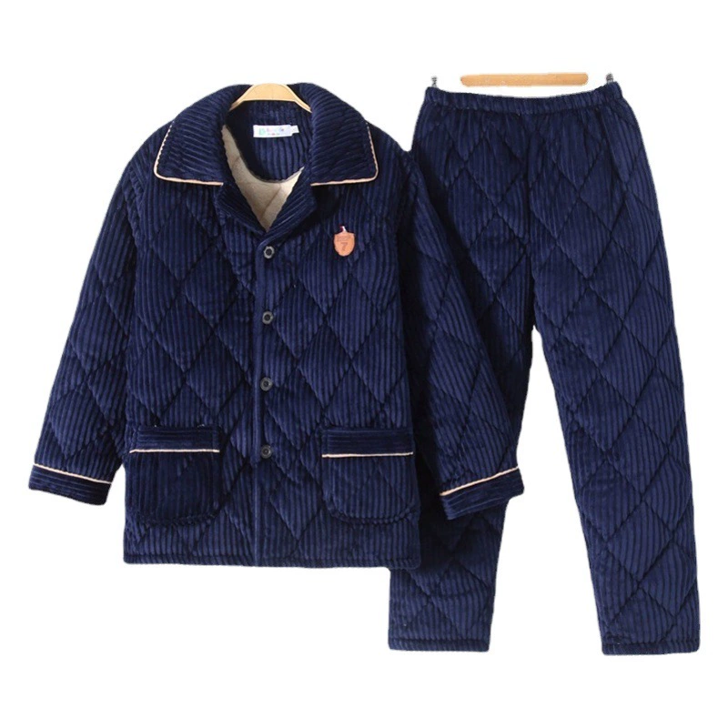 Новые зимние мужские фланелевые пижамы, трехслойные толстые с хлопковой подкладкой, теплые коралловые флисовые производители домашней одежды