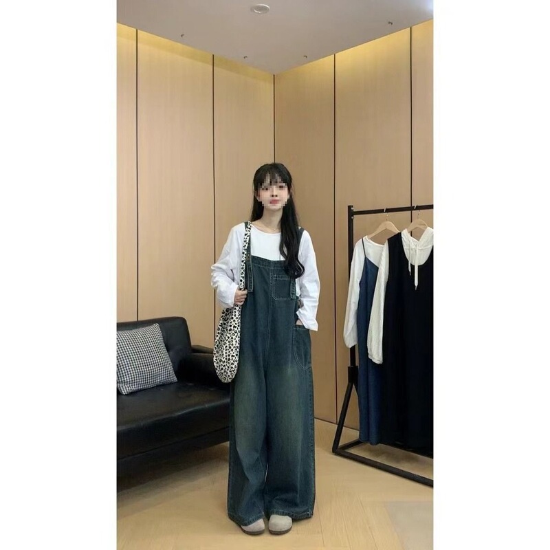 Maternity Wear New Style Overalls Elegant Drawstring Maternity Denim Overalls + Pure Color Bottoming Shirt Jumpsuit Suit