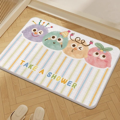 Avtomobil döşəmə paspasları — Floor Mat, Bathroom Door Absorbent - gzn-doll-row-of-colorful-vertical-lines-354509cm-square-white-background
