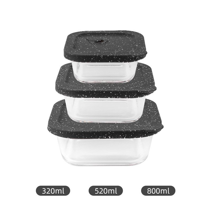 Cuadrado de vidrio de borosilicato lonchera estudiante trabajo microondas horno de alta temperatura resistente lonchera refrigerador crisper vidrio