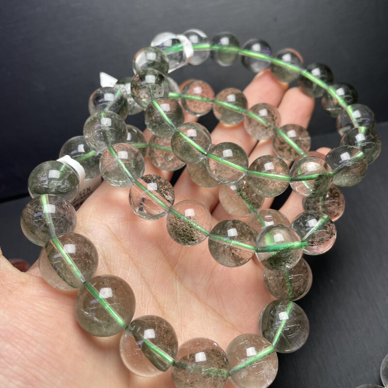 Natural Thousand-Layer Green Ghost Bracelet, Colorful Ghost Cornucopia, Natural Crystal Round Beads, Hand-Beaded Crystal Jewelry Wholesale