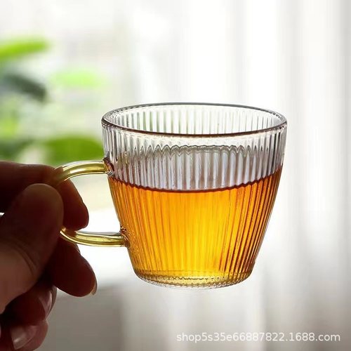 Heat-resistant Hammered Glass Cup with Handle, Tea Cup, Gongfu Tea Cup, Small Cup, Household Glass Cup, Heat-resistant Glass Cup
