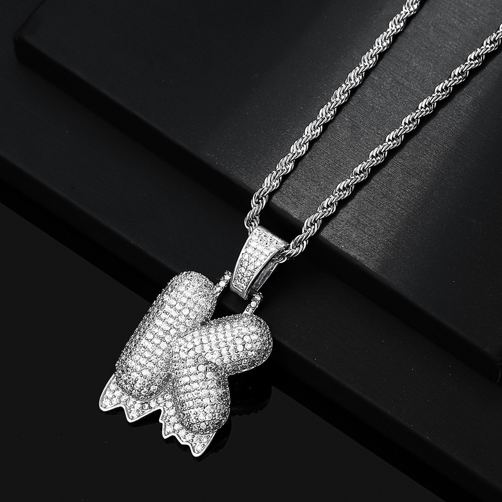 Cross-border hip hop burbuja colgante 26 letras nombre personalizado nicho accesorios de personalidad de zircon para hombres