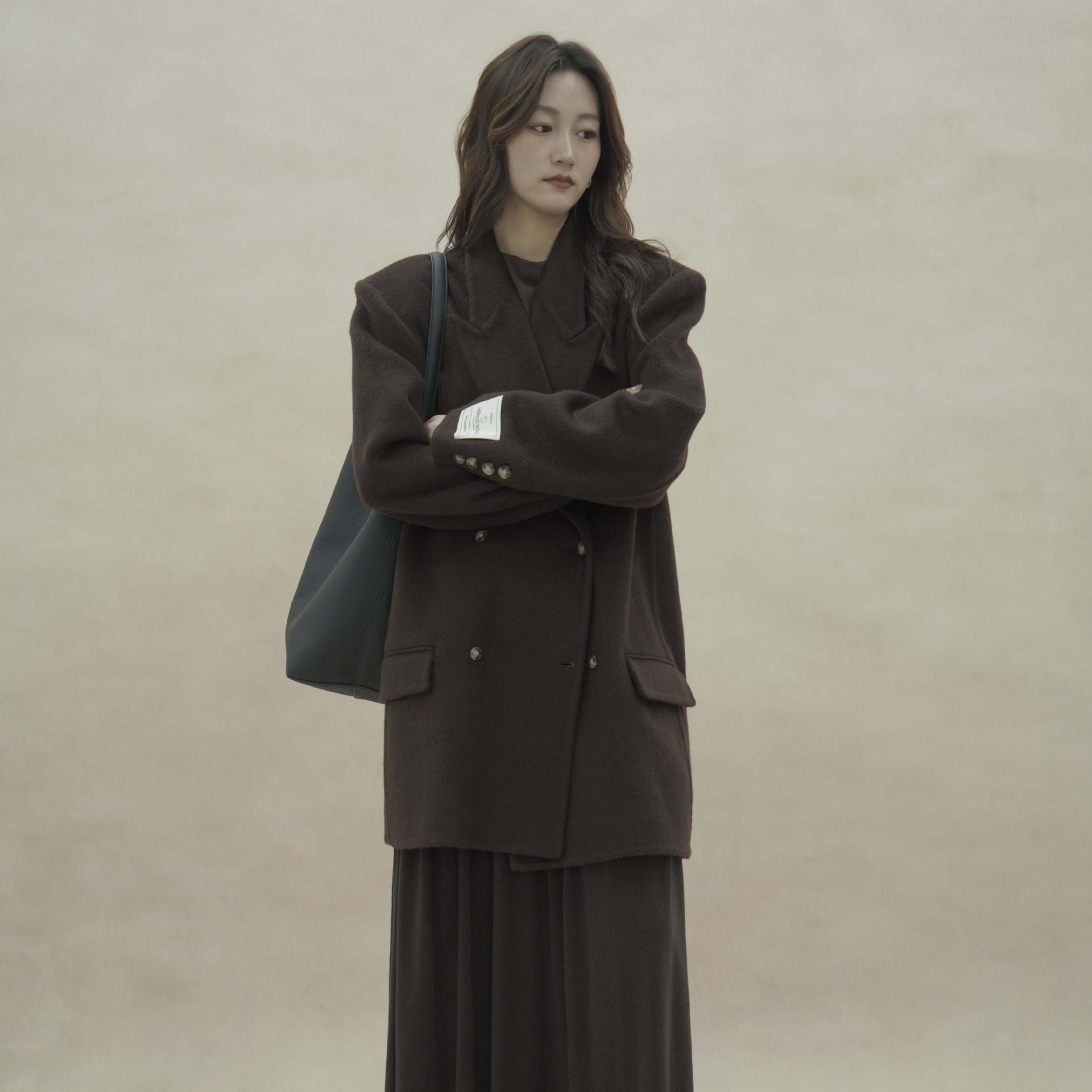 Dalian Xuanmei ~ 24 Jingdian 세트 에디션 양면 울 코트 여성의 가을과 겨울 새로운 짧은 롱 코트 D-608