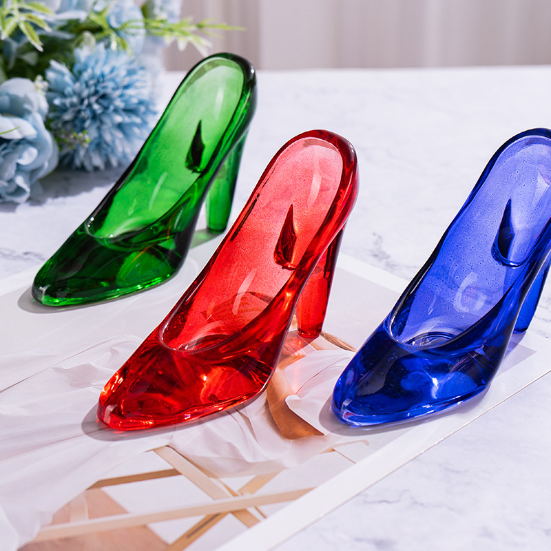 Luxury moderno transparente vidrio de cristal tacones altos adornos para el hogar romántico boda restaurante decoración suave ideas