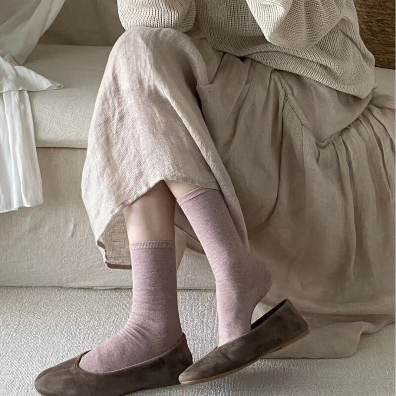 32-count Xinjiang long-staple cotton, misty pink, sophisticated atmosphere, Japanese-style autumn and winter seamless women's socks, ballet style, gentle style 32-count Xinjiang long-staple cotton, misty pink, sophisticated atmosphere, Japanese-style autumn and winter seamless women's socks, ballet style, gentle style