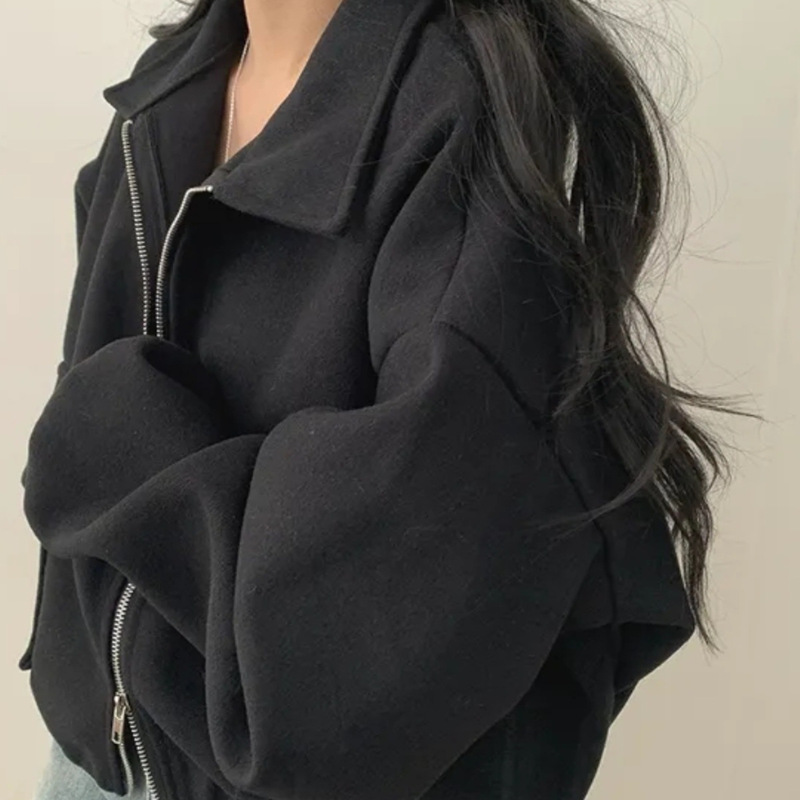 美式复古炸街短款外套女春秋新款宽松显瘦感别致夹克上衣|undefined