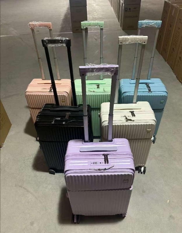 跨境新款前开口行李箱大容量女学生万向轮密码箱登机旅行拉杆箱男|undefined