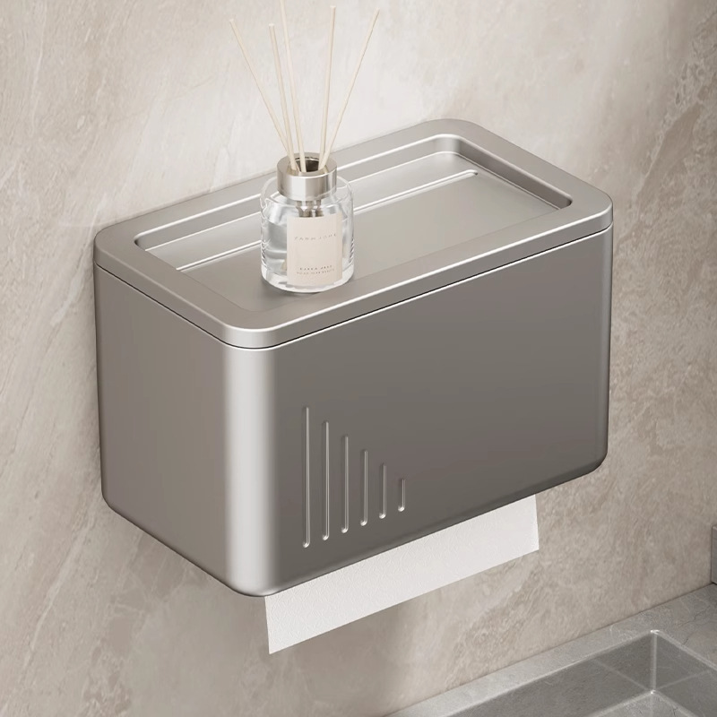 Household Bathroom Paper Towel Holder Toilet Paper Box Bathroom Toilet Toilet Waterproof Paper Roll Wall-Mounted Punch-Free