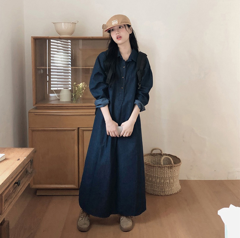 Spring design denim long dress