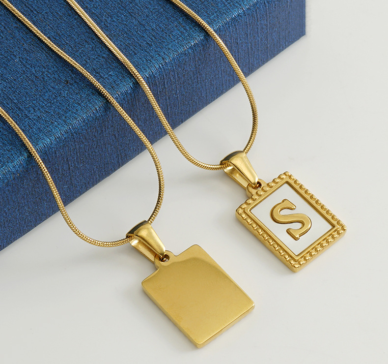 304 Stainless Steel Pendant Material Shell Inlay Material Simple Style Letter Stainless Steel Titanium Steel Plating Pendant Necklace 1 Piece