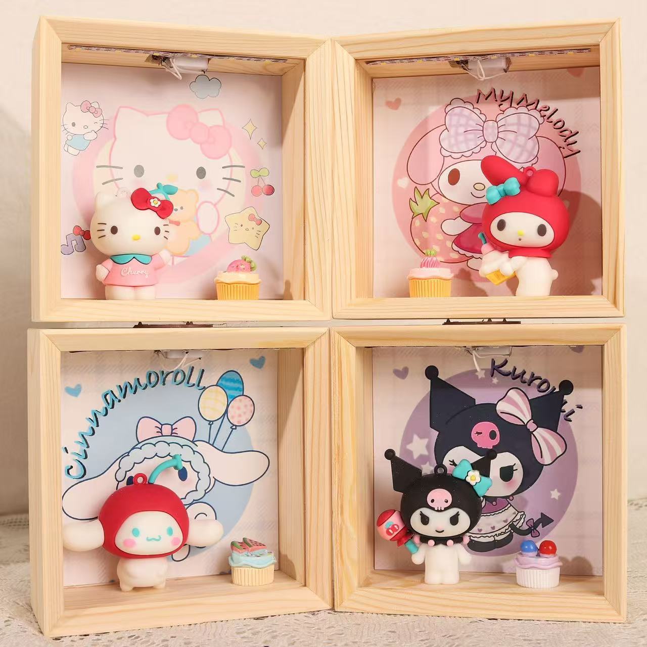 520 Tanabata Día de San Valentín Sanrio lindo dibujos animados luz nocturna marco de fotos decoración para novia y novia regalo de cumpleaños