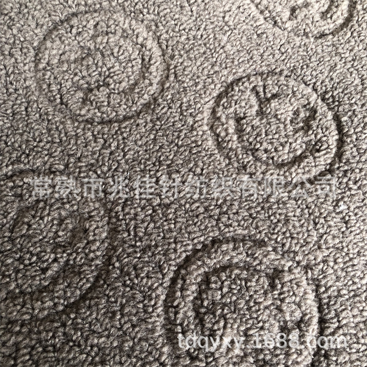 厂家供应笑脸喷花麦穗颗粒绒 卷曲羊羔绒喷花绒 秋冬服装箱包面料