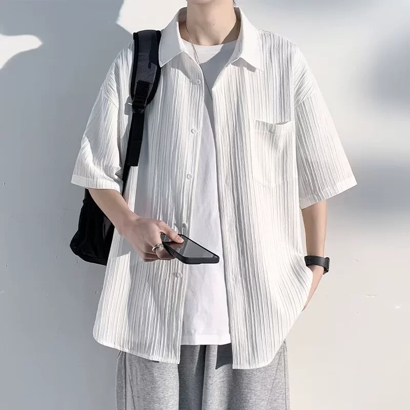 Silk men's summer thin shirt for leisure, jacket for students