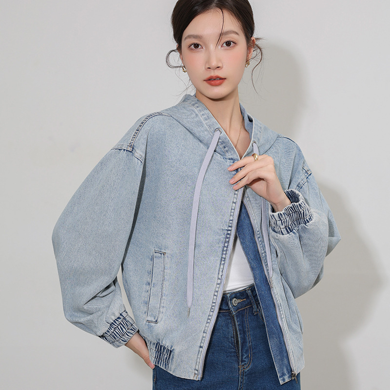 高级感超好看牛仔外套女2025秋季新款宽松百搭连帽短款外套上衣女|undefined