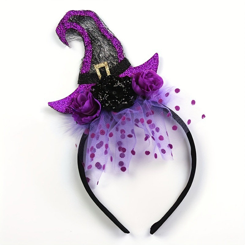 ハロウィン魔女メッシュヘッドバンドフェスティバル小道具ダンスパーティーヘッドドレスコスパーティーグッズパフォーマンス装飾小道具|undefined
