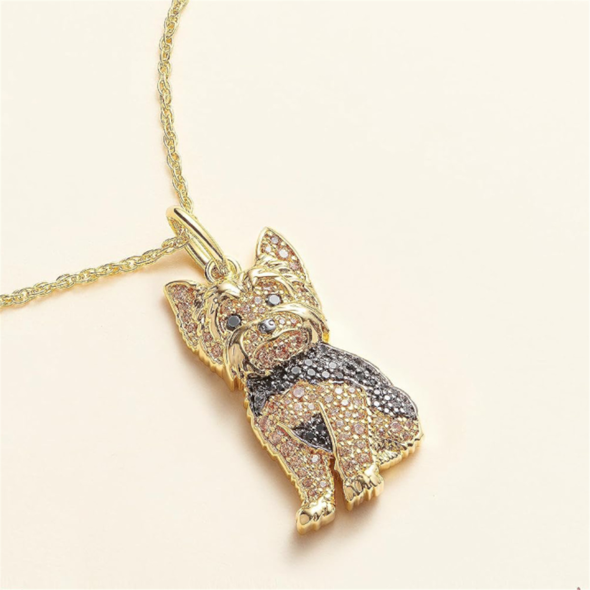 cable chain Chain Type Cute Dog Artificial Crystal Zinc Alloy Cable Chain Pendant Necklaces Wholesale