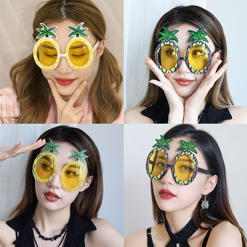 Lentes de Sol Infantiles de Piña de Plástico Decorativos para Fiestas y Playa