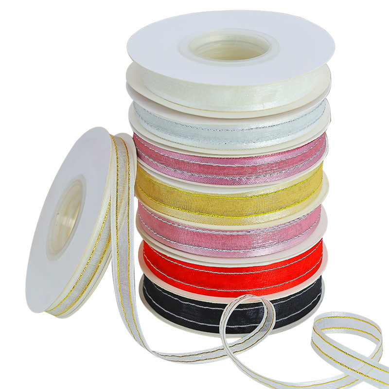 Cinta de hilo de nieve transparente cinta de poliéster caja de regalo decoración de pasteles cinta de embalaje de flores cinta de color sólido material de embalaje