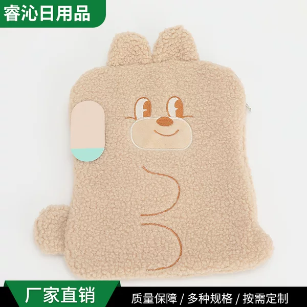 Cartoon plush tablet storage bag, cute rabbit-shaped inner lining, lamb wool tablet protective case and storage bag