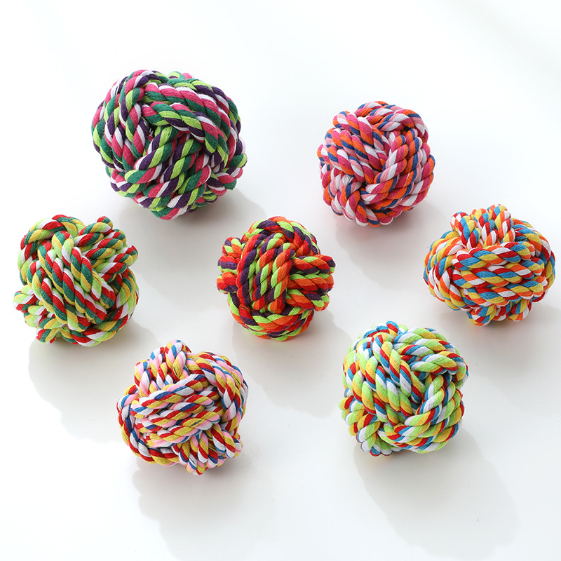 Cuerda de algodón grande bola trenzada bola de algodón bola al por mayor perro molar diente limpieza cuerda nudo juguete cuerda nudo cuerda mascotas suministros