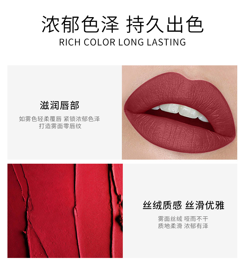 VIBELY export European and American matte non-stick cup cigarette tube lipstick, single small thin tube mini cigarette lipstick, pink undefined