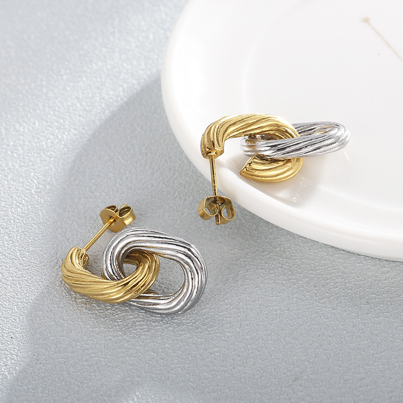 Fashion Geometric Plating Metal Titanium Steel 18K Gold Plated Drop Earrings display picture 3