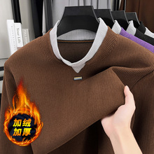 加绒加厚卫衣男士立领高档休闲一体绒宽松保暖打底衫可外穿上衣男