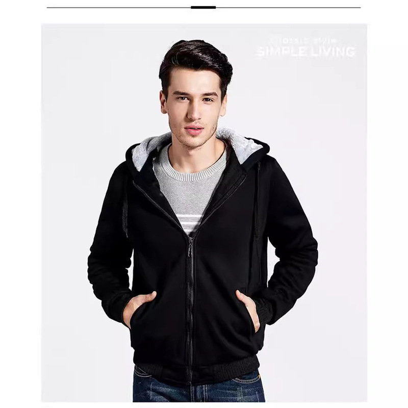 Order American Tv Series Thickeneded Velvet Zipper Hooded Sweatshirt Jacket Casual Autumn and Winter Clothes Customized