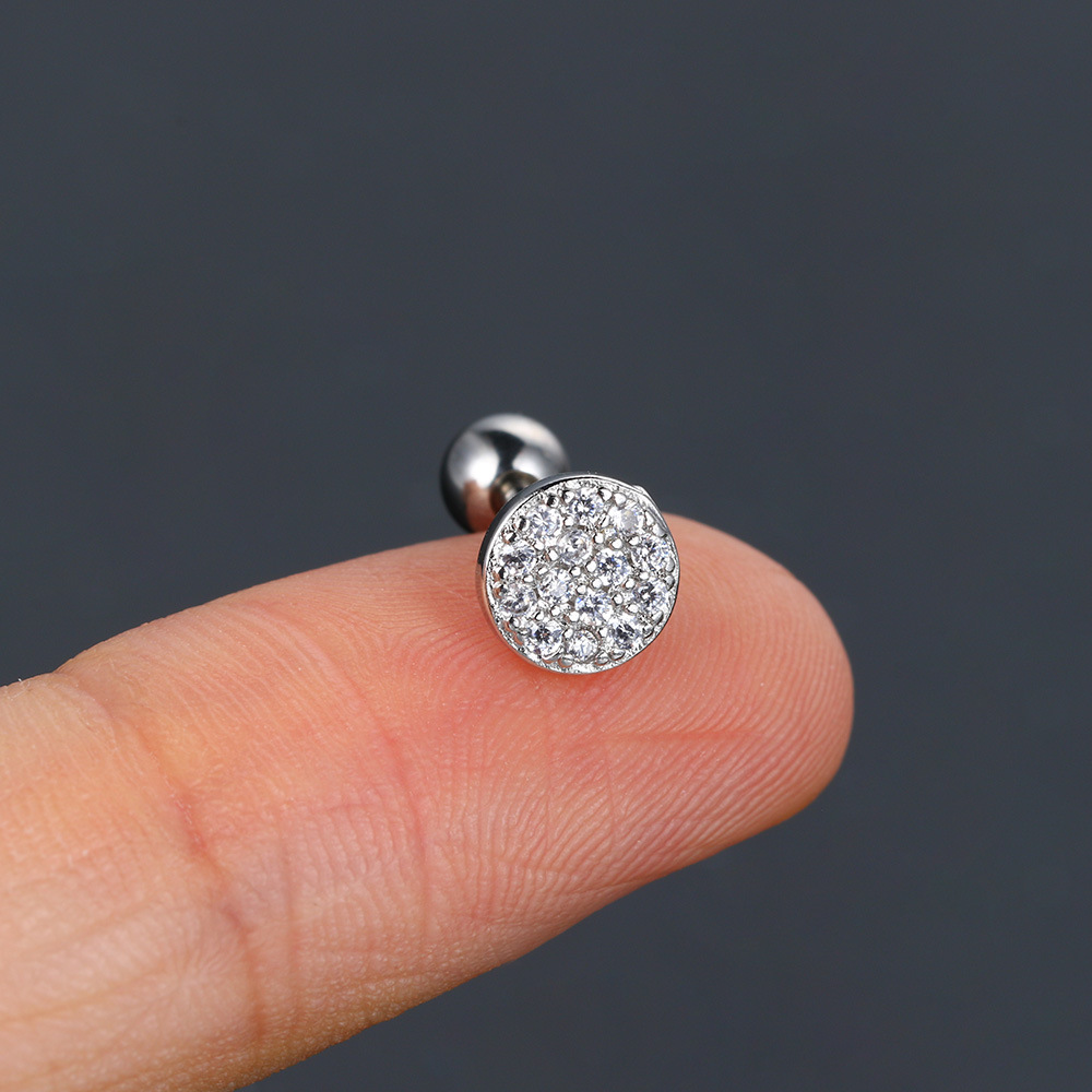 Piercing kreisförmiger Volldiamant-Knochennagel für Frauen mit Zirkonia-Faden, gedrehter Kugel-Ohrschnalle, beliebte Ohrringe_voghion.com