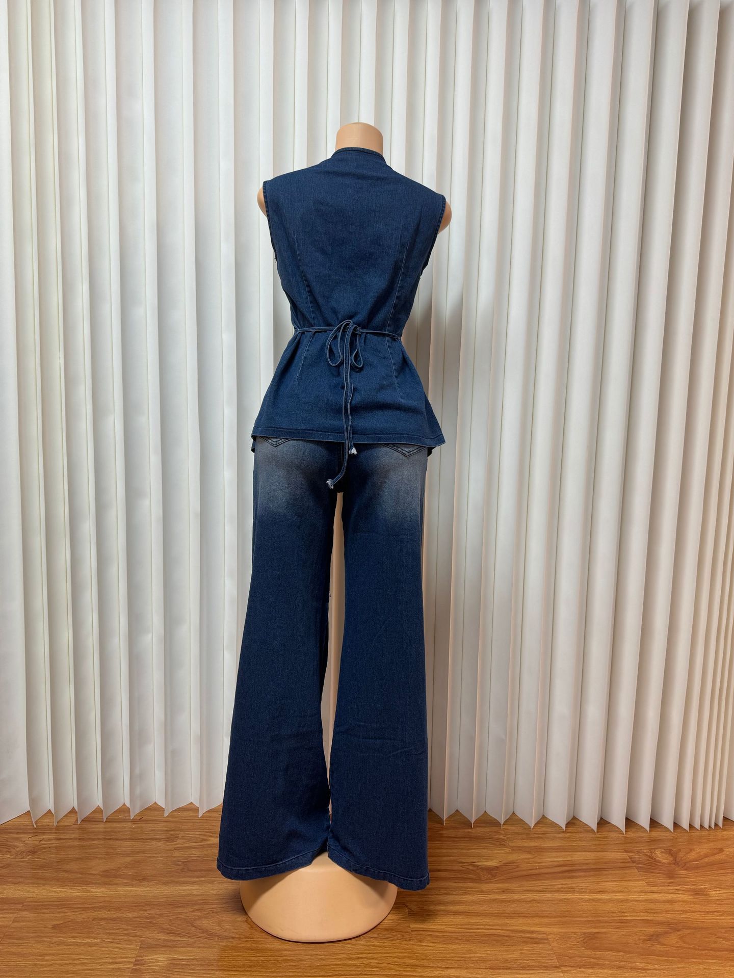 Europa y Estados Unidos comercio exterior transfronterizo ropa de mujer Amazon AliExpress lavado con agua nuevo temperamento sin mangas jeans casuales conjunto