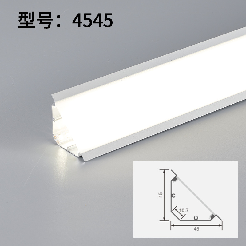 Sin ranurado, sin techo, sin techo, línea de ángulo superior, luz de línea de yeso, luz de línea de yeso, luz de perfil de aluminio con fuente de luz