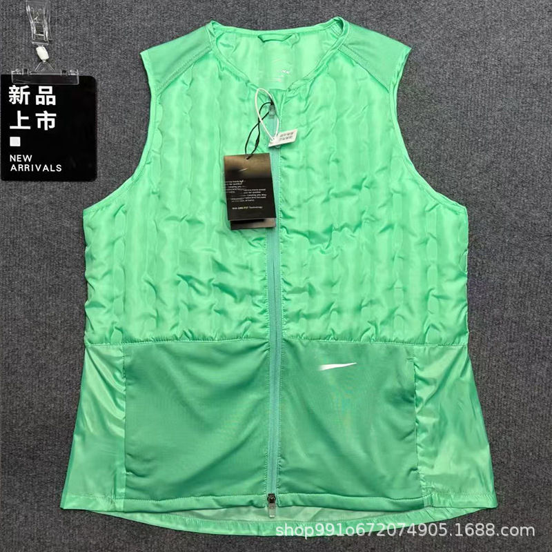 Cross-Border Popular Sports Training Green Vest, Lightweight, Warm, Reflective, Breathable, Suitable for Running and Casual Wear