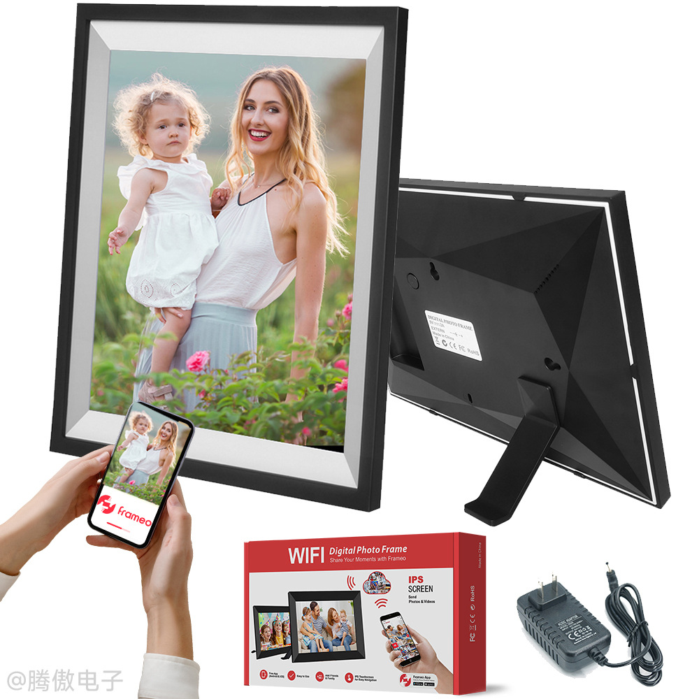 Suministro exclusivo transfronterizo de marcos de fotos inteligentes Frameo de 10.1/15.6 pulgadas, marcos de fotos digitales electrónicos con pantalla táctil y aplicación para transferencia de imágenes