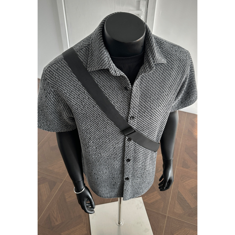 Oversize Casual Basic Shor-sleeve Shir, Unisex, Hong Kong Syle, Rendy, Loose And Versaile, Five-quarer Sleeve_voghion.com
