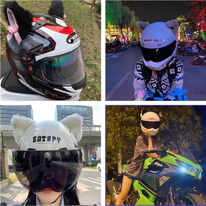 Decorative Cat Ears Accessory for Motorcycles, Electric Scooters, Kuromi Headwear, Helmet, Detachable 3D Motorcycle Accessory