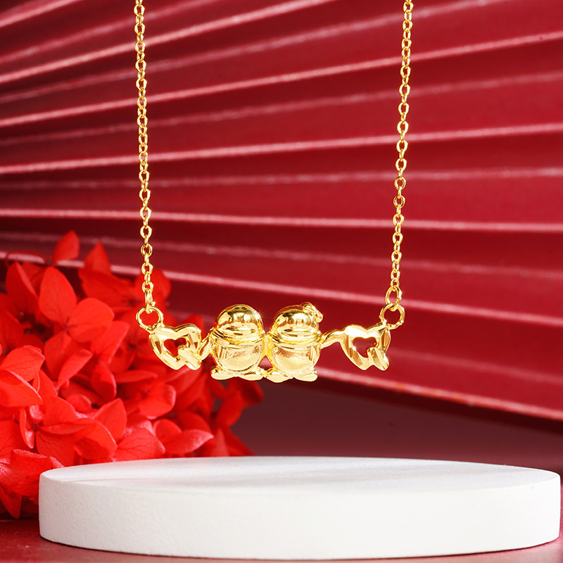 Verano nuevo lujo ligero lindos pingüinos collares pareja hombre y mujer todo-en - uno Vietnam oro largo no se desvanece joyas chapadas en oro