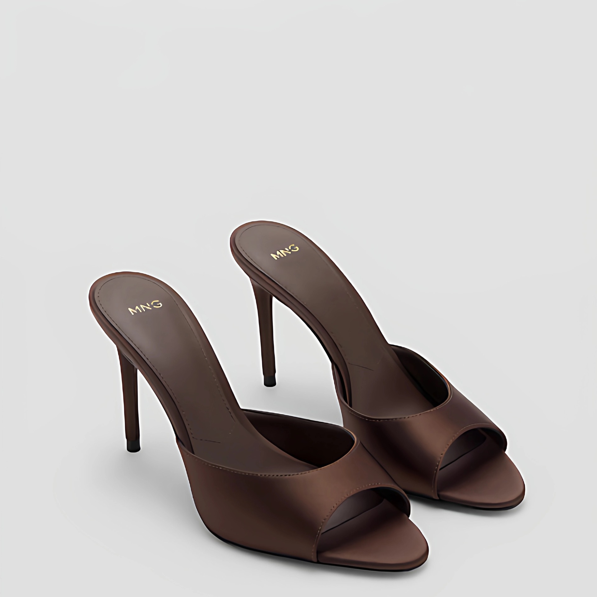 Mng Women's Sandals 2026 Summer New Women's Shoes Shallow Satin Open-Toe High Heels Thin Heel Mango Sandals for Women